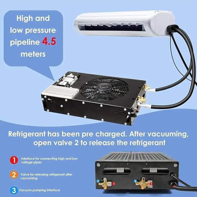 

48V Air Conditioner, Ultra-thin Bottom RV AC Unit/Silent DC Air Conditioner for Campers, Trailers, Construction Vehicles