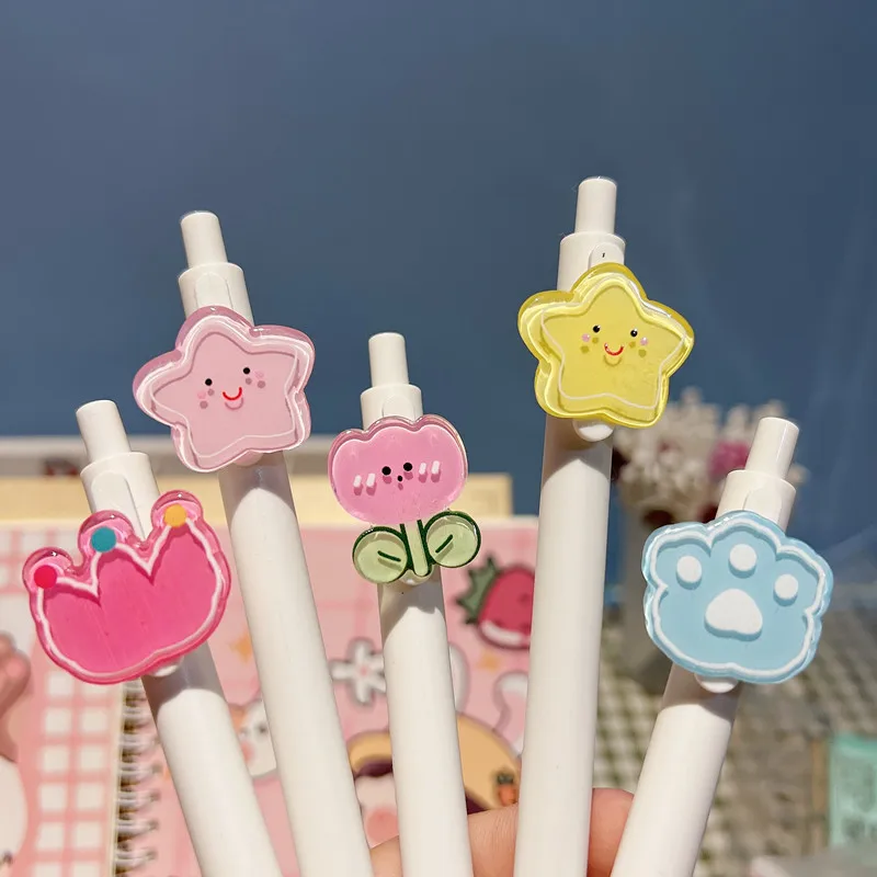 

36PCS Nice push pen ins Korean cute ink pen black carbon pen student star pen crown black pen wholesale