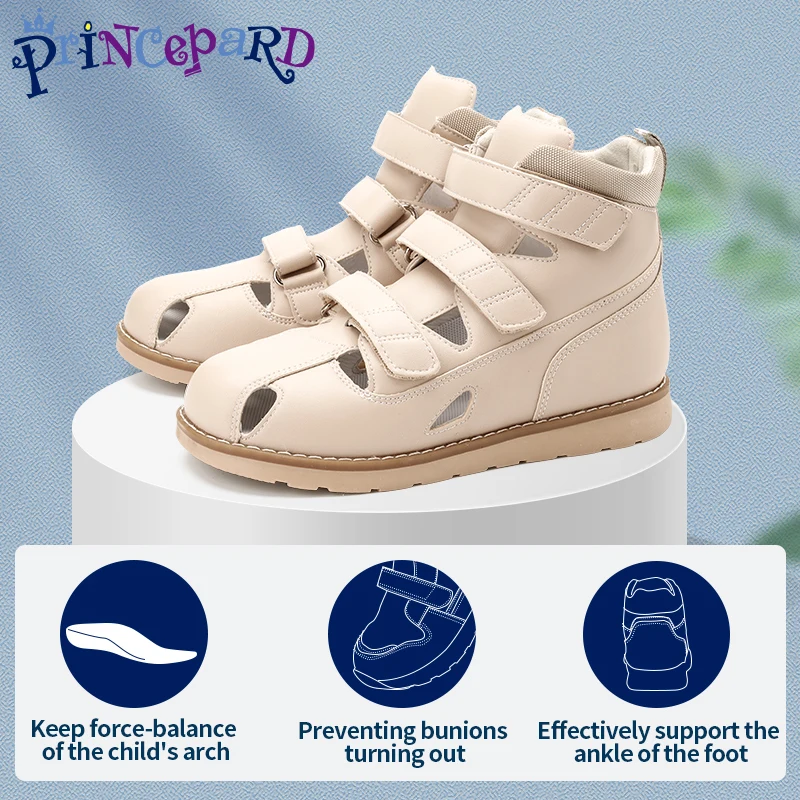 Kids Orthotic Sandals Princepard 2022 Summer Flat Feet Clubfoot First Walking Ankle Support Corrective Shoes Size EU 32-37