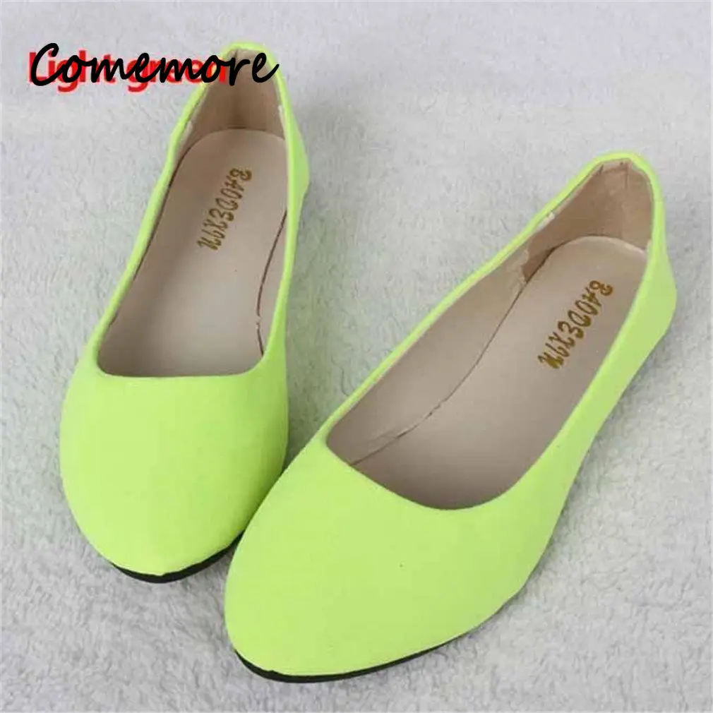 Comemore Flat Loafers Faux Ladies Ballet Flats Women Flats Slip on Flat Shoes Candy Color Comfortable and Elegant Women\'s Shoe