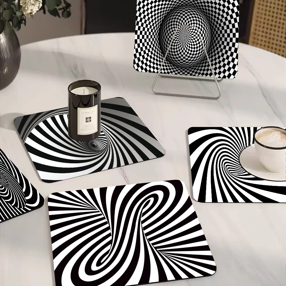 3D Vortex Illusion Kitchen Drainage Mat Retro Style Dish Drying Pads Absorbent Placemats Drainer Tableware Mats Accessories