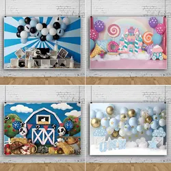Newborn Baby 1st Birthday Party Backdrop Balloons Girl Boy Baby Shower Cake Smash Photography Background Decor Photo Studio Prop