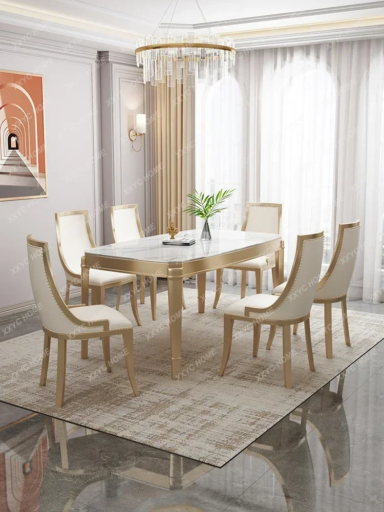 

Light Luxury Generation Dining Tables and Chairs Set Solid Wood Dining Table Modern European Dining Table