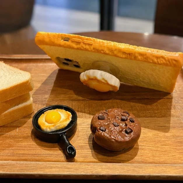 Toast bread case, cute food phone case, 3D bread phone case, adorable soft TPU phone case for iPhone 11/12/13/14/15/16 Pro Max.