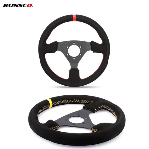 13'' Racing Steering Wheel 330mm - Universal Flat Design, Aluminum+PVC for Drift, Real Car, PC Simulator, Cockpit Gaming
