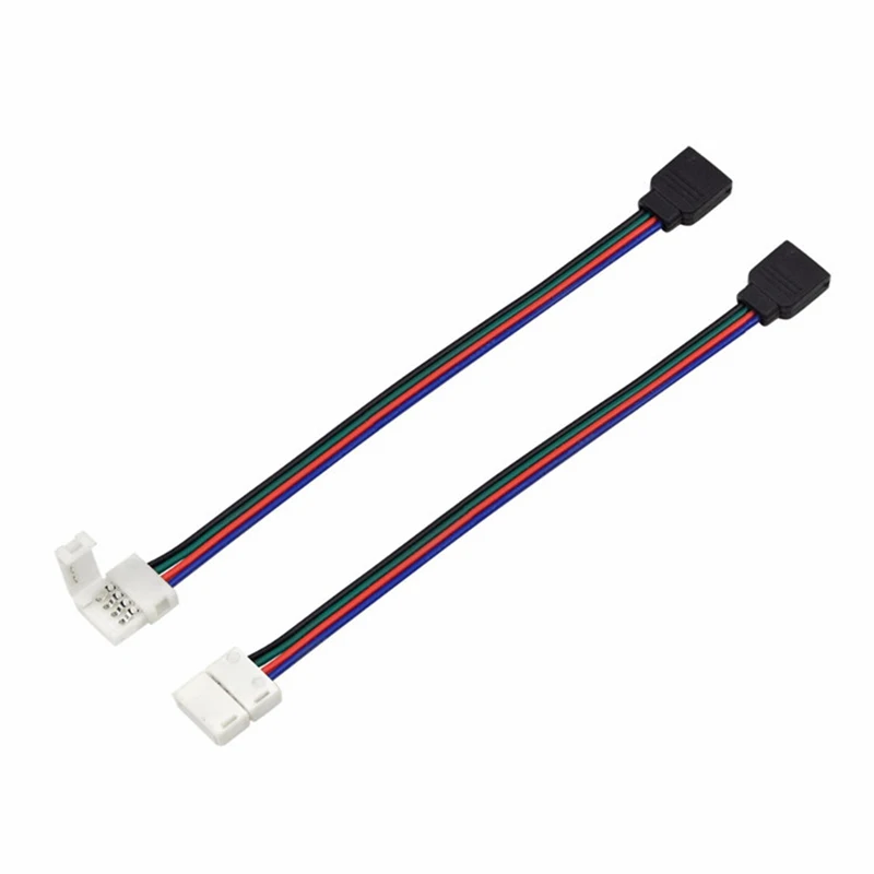 10mm RGB 4Pin female to 4 Pin LED Strip Connector for LED 3528 5050 Light Strip 4pin Needle Connector Adapter Wire Cable