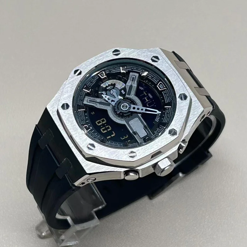 لساعة كاسيو جي شوك الذهب الأسود GA-110/100GB المحارب الأسود المعدلة من رويال أوك إكسسوارات ساعة بإبزيم على شكل فراشة للرجال مع حافظة