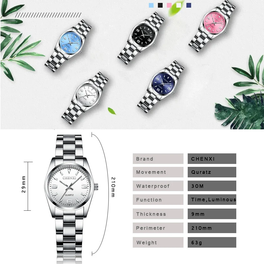 CHENXI Fashion Watches for Women High Quality Quartz Watch Elegant Dress Ladies Stainless Steel Wristwatches White Dial