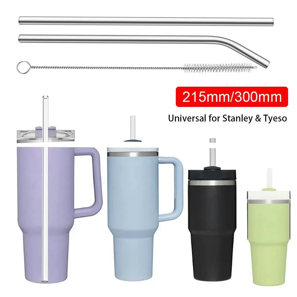 1Pcs Straight Bent Stainless Steel Straws Drinking 6mm 8mm Cup Straw Reusable Silver Replacement Straw for 30oz 40oz Tyeso Cup