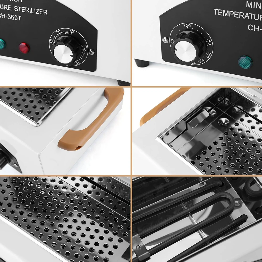 300Wネイルツール高温洗浄ボックス1.5Lタイマー付き乾熱滅菌器、雑貨美容ヘアメタルツール用ハンドル付き