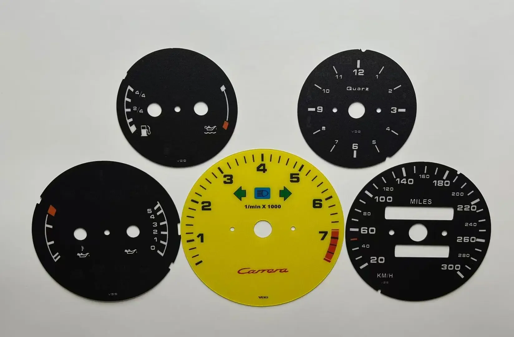 Jeu de visages de jauges pour Porsche 911 964, jauges de superposition d'instruments de remplacement 300KMH 7600 tr/min, sans affichage