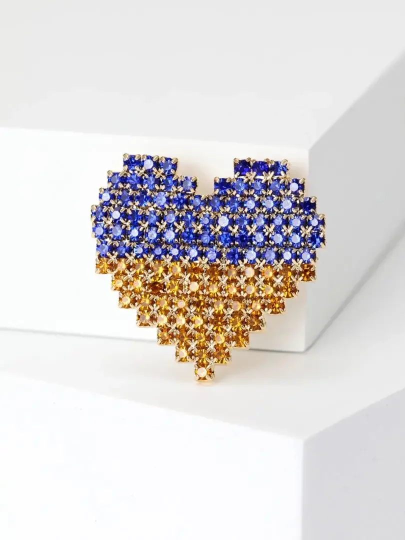 Dmari Ukraine Flag Badge Designer Love&Peace Brooch Pin Family Friends GIft Delicate Rhinestone Lapel Pin Accessories