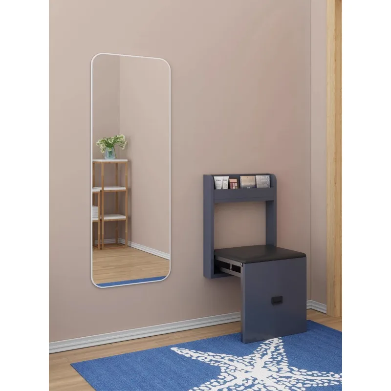 Folding storage shoe change stool door corridor wall hanging against the wall invisible shoe chair ultra-thin space-saving