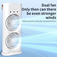 Double-Headed Spray Air Conditioner Fan 3 Speeds Rechargeable USB Desk Air Cooler Night Light Remote For Office Home