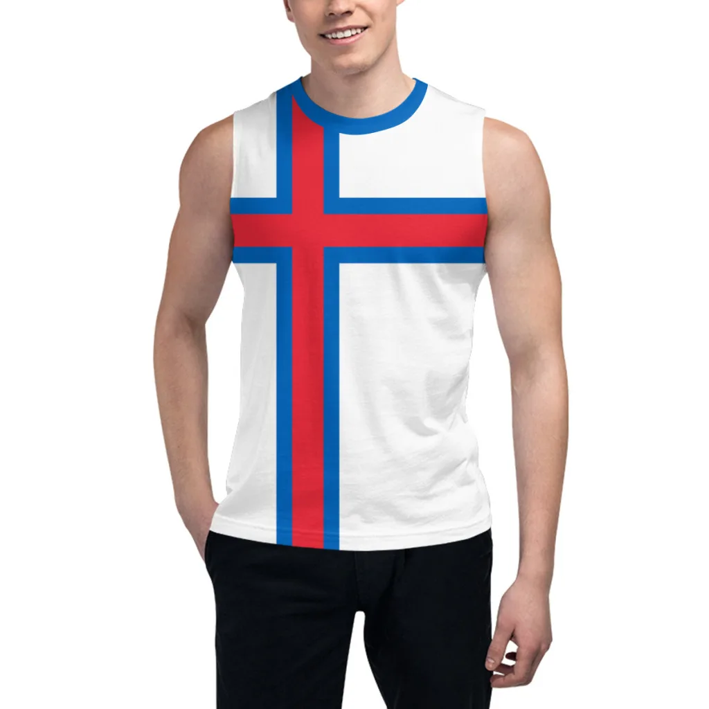Sleeveless T-shirt Faroe Islands Flag 3D Men's Boys Tshirt Gyms Tank Tops Fitness Joggers Basketball Training Vest