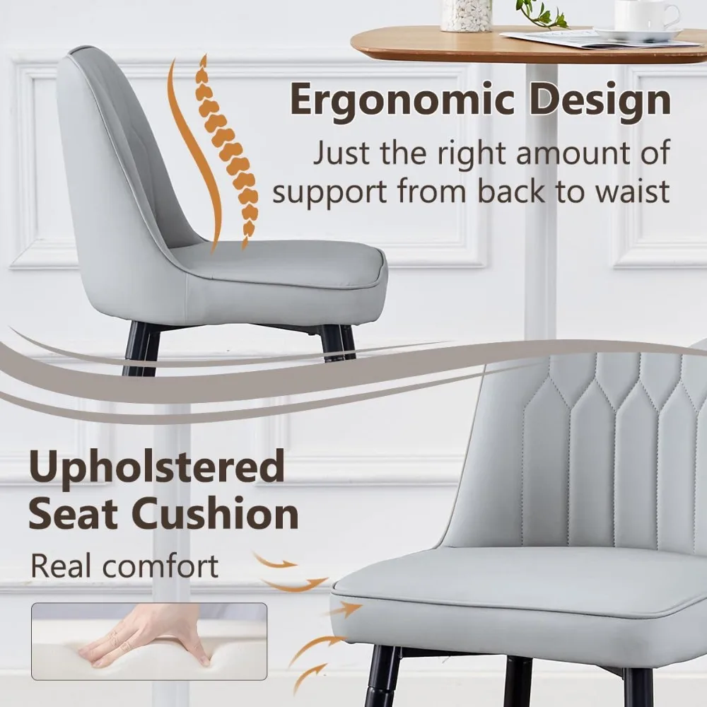 Counter Height Bar Stools Set of 4,Modern Bar Stools Set of 4,Light Grey Faux Leather Barstools with Back and Footrest.