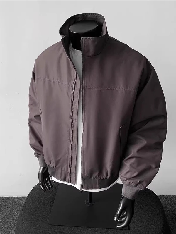 

American Sle Men's Large Size Spring Autumn Stand Collar Pilot Motorcycle Jaet Casual Loose Fit Zipper Closure Polyester ...