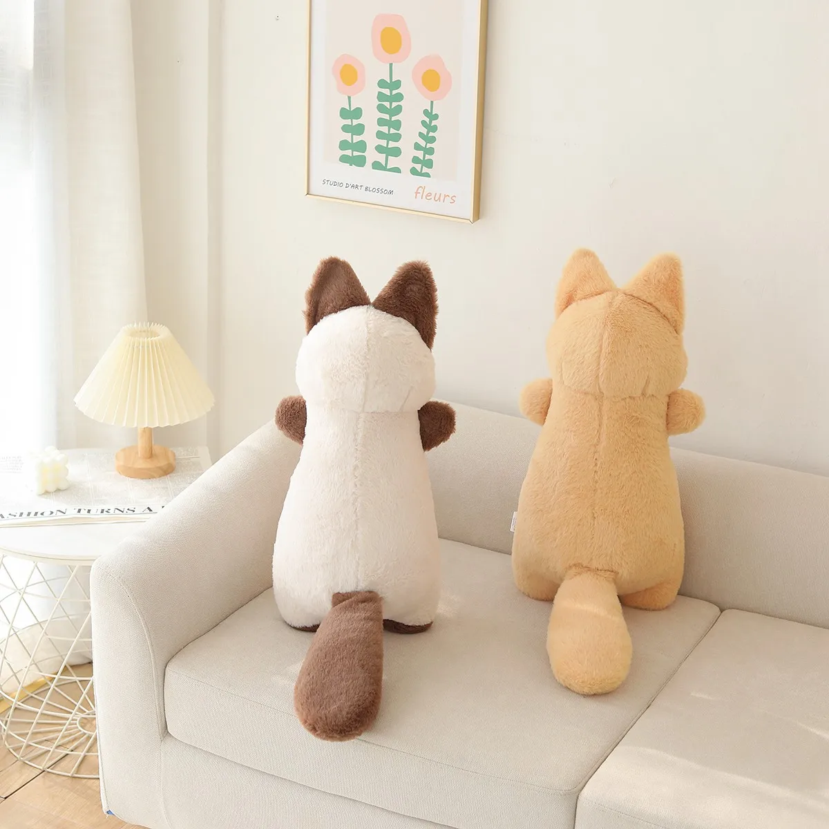 1PC 55cm Long Giant Cats Plush Toy Cylidrical Pig Animal Pillow Kawaii Siamese Cat Stuffed Plushie Children Sleeping Friend Gift