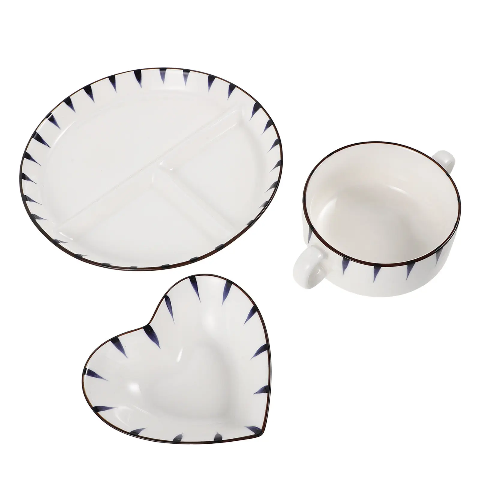 Ceramic Divided Plates 8 Inch, Microwave Safe Porcelain Portion Control Dinnerware for Healthy Meal Prep
