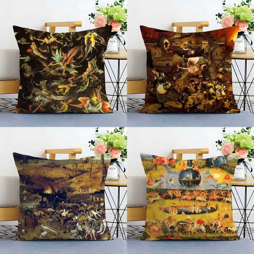 

Hieronymus Bosch Art Painting Pillow Case Sofa Decorative Home Double-sided Printing Short Plush Cushion Pillow Cover Gift