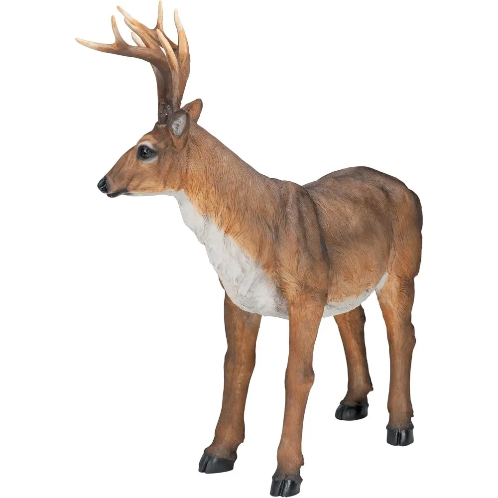 Large deer and stag indoor/outdoor garden bait animal statue, 28 inches long and 24 inches high, hand cast resin, brown finish