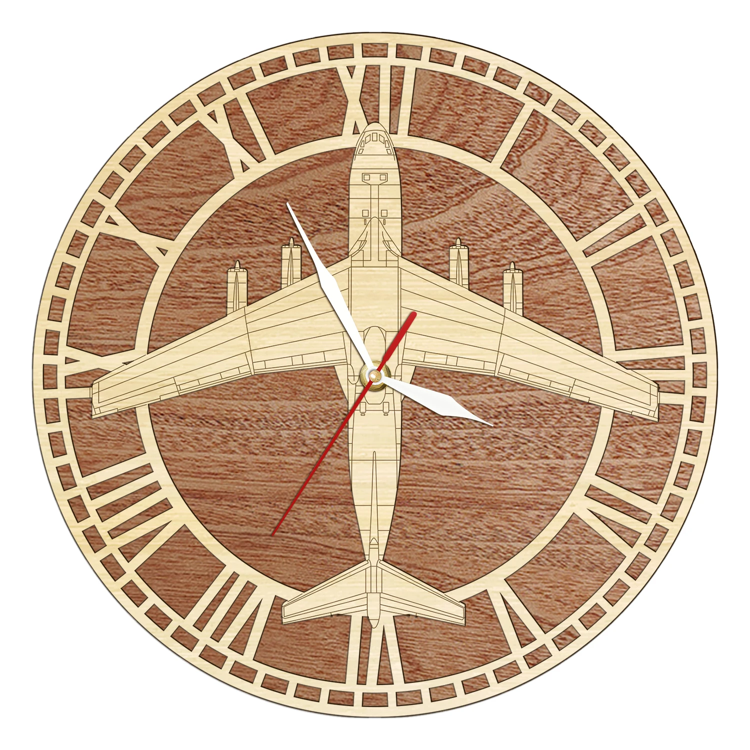 B17 Flying Fortress Laser Cut Wood Wall Clock for Veteran Man Cave Office Room WWII Military Aviation Home Decor Wooden Clock