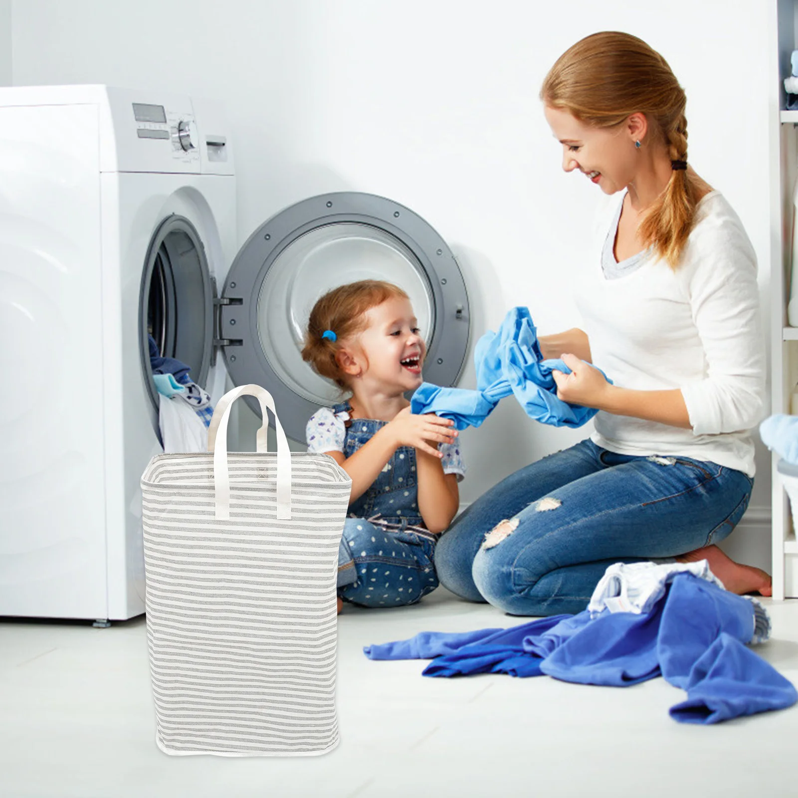 

Foldable Laundry Basket for Dirty Clothes Cotton Storage Organizer Large Capacity Home Use Hanging Clothes Basket for Dorm