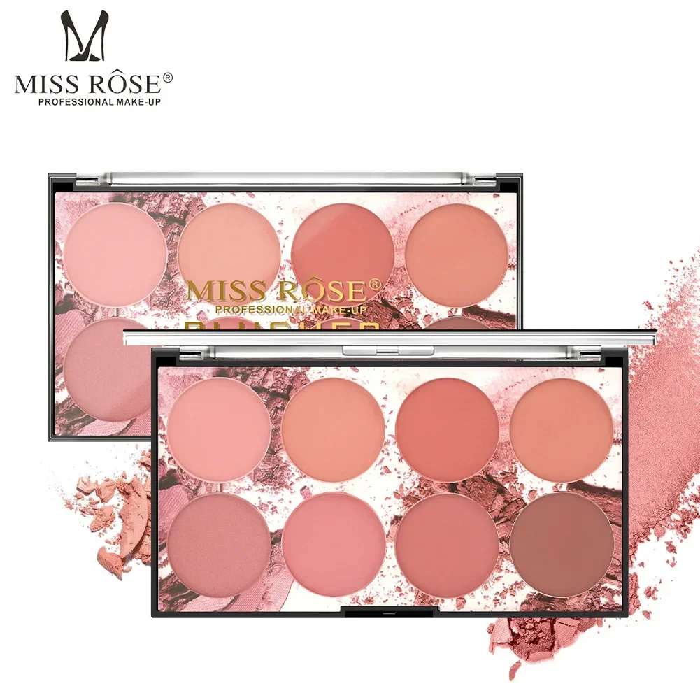 High Quality MISS ROSE 8 Color Natural Finish Face Blush Palette Makeup Sheer Coverage Blushe Highlight Contour Blusher Pallete