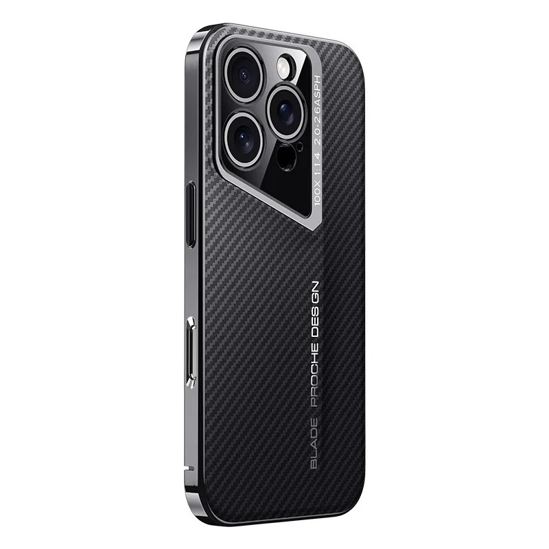 Carbon fiber pattern fighter style mobile phone case For iPhone14 15 13ProMax 16pro electroplated anti-fall protective case