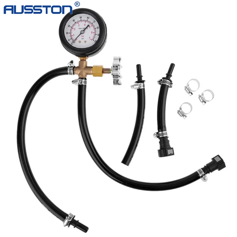 0-100PSI Quick Connected Fuel Injection Pump Pressure Tester Gauge with VALVE for Car Truck Gasoline Pressure Gauge Meter Tester