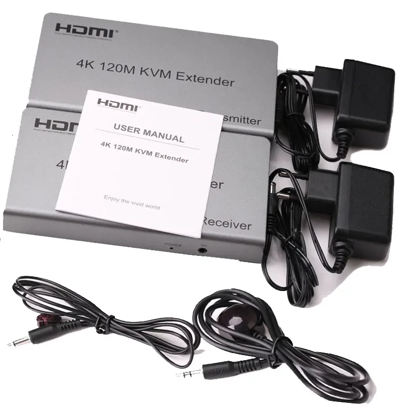 4K 120M HDMI KVM Extender over Cat5e/6 cable HDMI USB Ethernet Extender Transmit with Loop out IR Control Support Mouse Keyboard