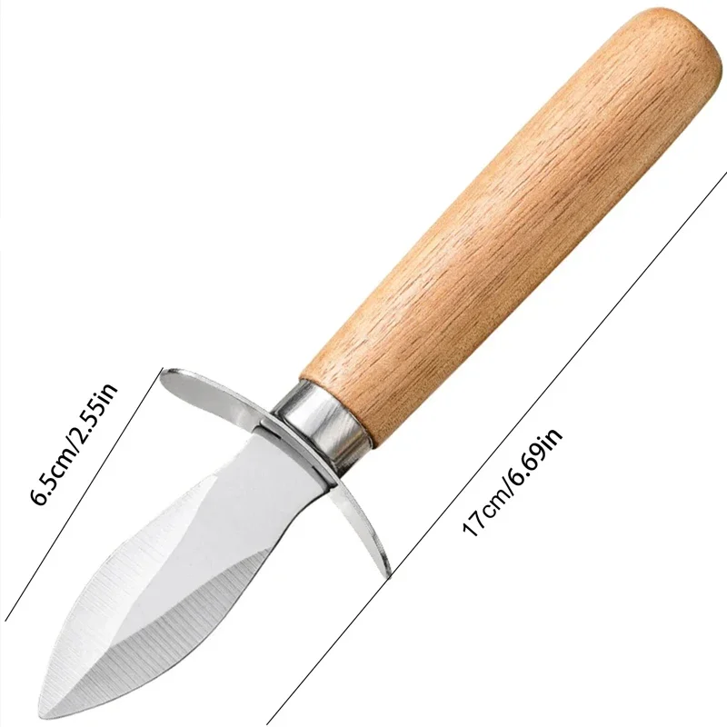 2PCS Oyster shucking knife stainless steel wooden handle scallop oyster shucking knife, sharp shell sheller outdoor equipment