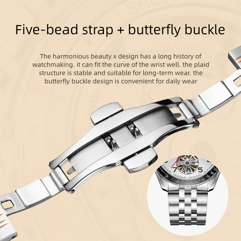 Shanghai Men's Watch Automatic Mechanical Watch Military Pilot's Watch Stainless Steel Sapphire Luminous Business Watch SH6021