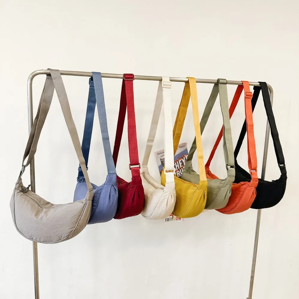 High Quality Casual Style Dumpling Bag Solid Color Large Capacity Crossbody Bag Nylon Underarm Bags Travel Shopper