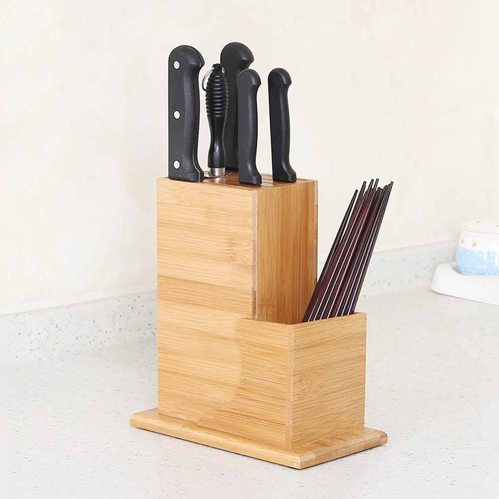 

Bamboo Knife Rack Kitchen Holder Organizer Upright Block Storage Eco-Friendly Kitchen Inserted Knife Storage Shelf