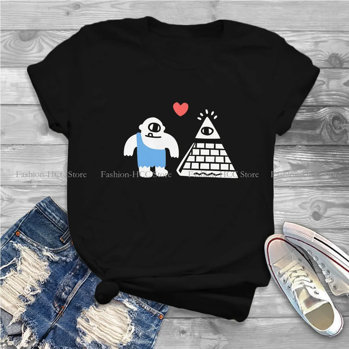 Adorable Conspiracy Theory Casual Polyester TShirt Evil Eyes Printing Tops Comfortable T Shirt Women