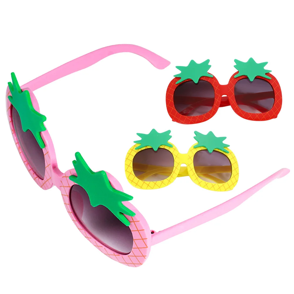 

3pcs Cartoon Pineapple Sunglasses Round Glasses Party Decor Novelty Eyewear Beach Tropical Props Funny