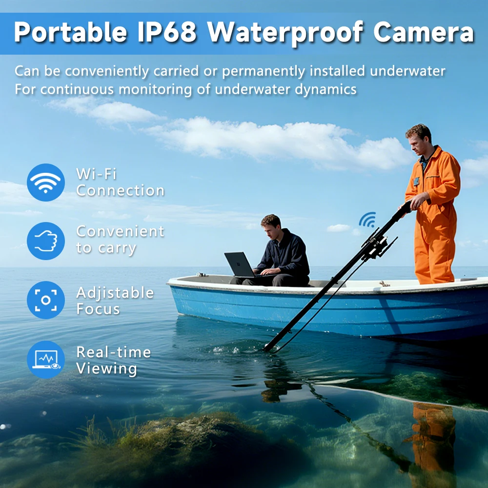 Barlus Underwater WiFi Camera 2000mAh Battery 2MP CMOS Lens Wireless Real-time Viewing Portable Suitable for Swimming Instructio
