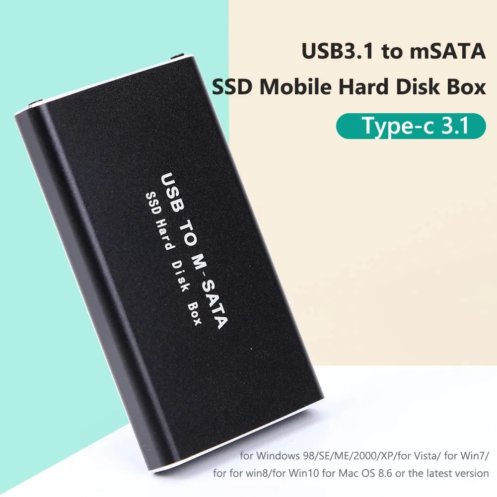 MSATA-USB 3.0 SSD 케이스 인클로저, 미니 SATA USB 어댑터, 외장 솔리드 스테이트 디스크 박스, PC 노트북용, 30x50 mSATA HD 하드 디스크 ,mSATA to USB 3.0 SSD Case Enclosure Mini SATA USB Adapter External Solid State Disk Box for PC Laptop 30x50 mSATA HD Hard