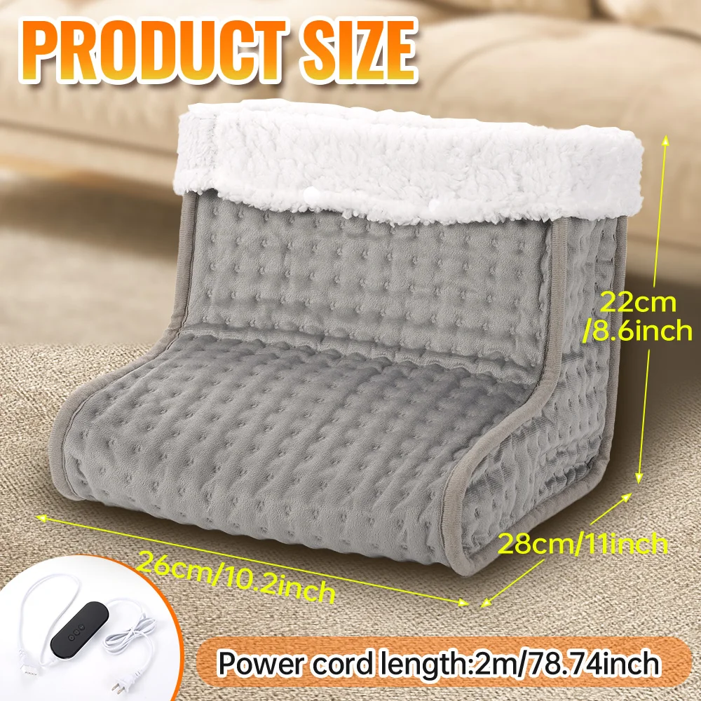 

Electric Foot Heater 4 Modes Timing Heating Control Setting Washable Heated Thermal Foot Warmer Massager Foot Care Pad Cushion