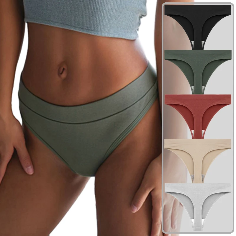 Women's Seamless Lingerie Cotton Solid Color Thong Low Waist Comfortable T-pants Sports  G-String Breathable Underwear