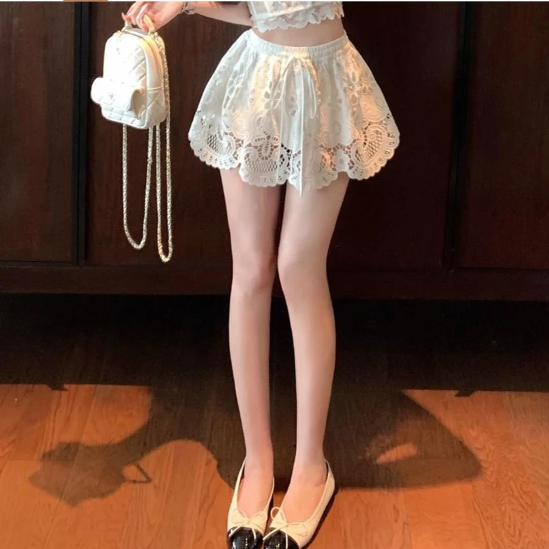 

Летняя элегантная пышная короткая юбка с французским кружевом и вышивкой на талии для девочек