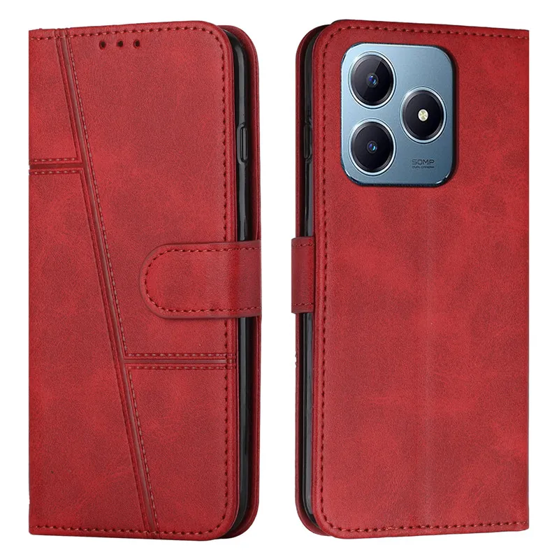 Flip Cover Magnetic Phone Case na For Realme C63 C61 Note 60 50 C65 4G C67 5G C 63 61 Leather Cases Line Wallet Bags Card Holder