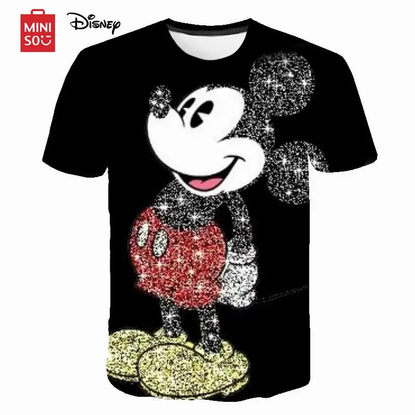 MINISO Disney Cartoon Mickey Mouse t-Shirt bambini t-Shirt ragazzi stampa 3D estate Mickey camicia traspirante 1-14 anni t-Shirt