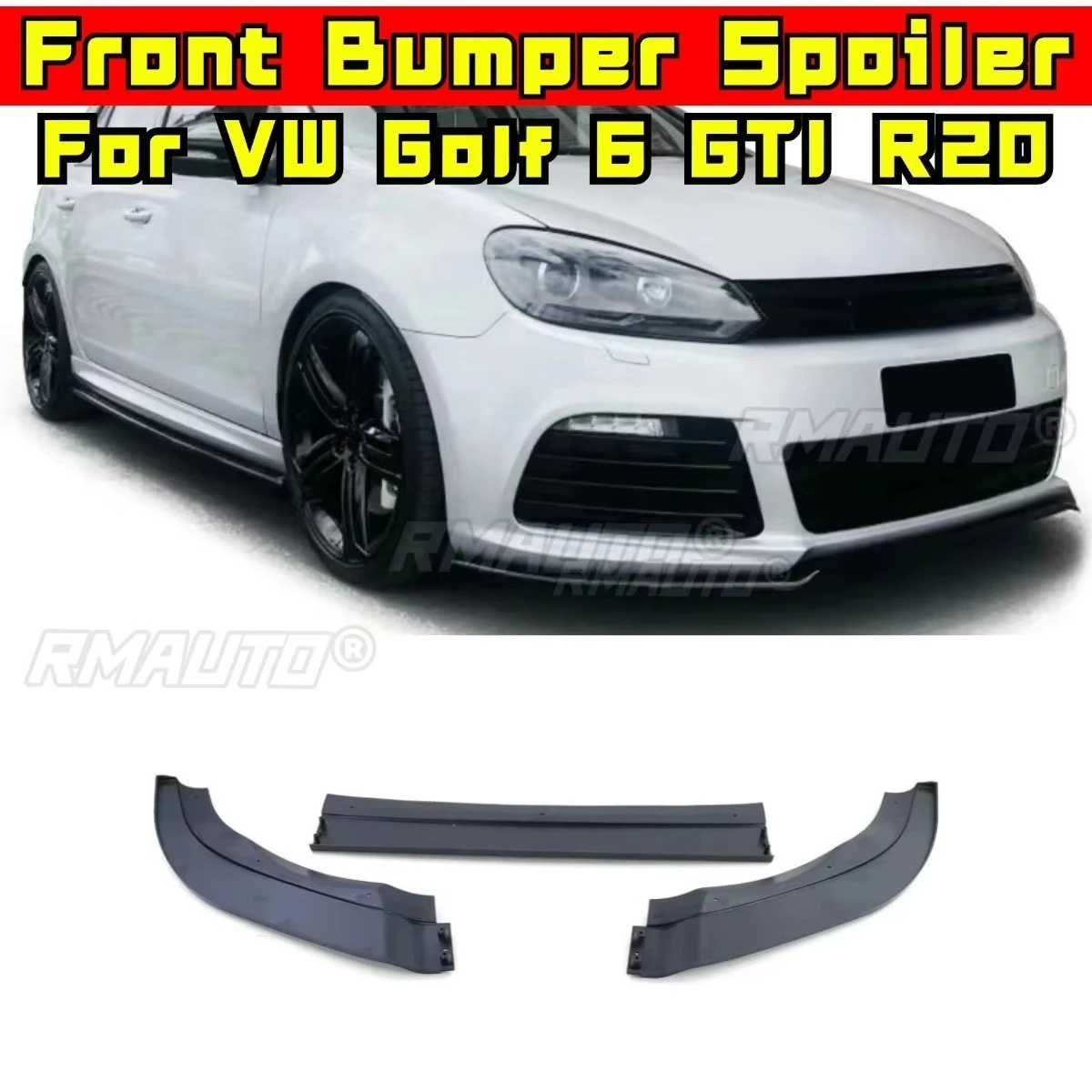 

Передний бампер автомобиля, диффузор, спойлер, глянцевый черный модификация, часть для Volkswagen Golf 6 GTI R20, автомобильные аксессуары