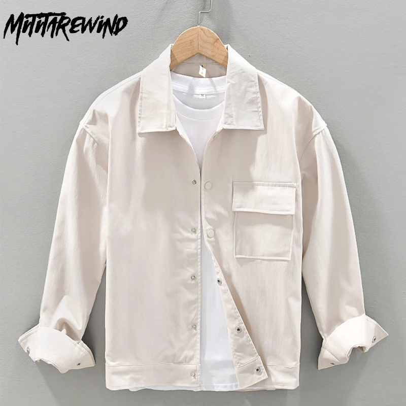 

New Spring Fall Jacket for Men Daily Loose Casual Jackets Single Breasted Lapel Apricot Coat Youth Versatile Fashion Outerwear