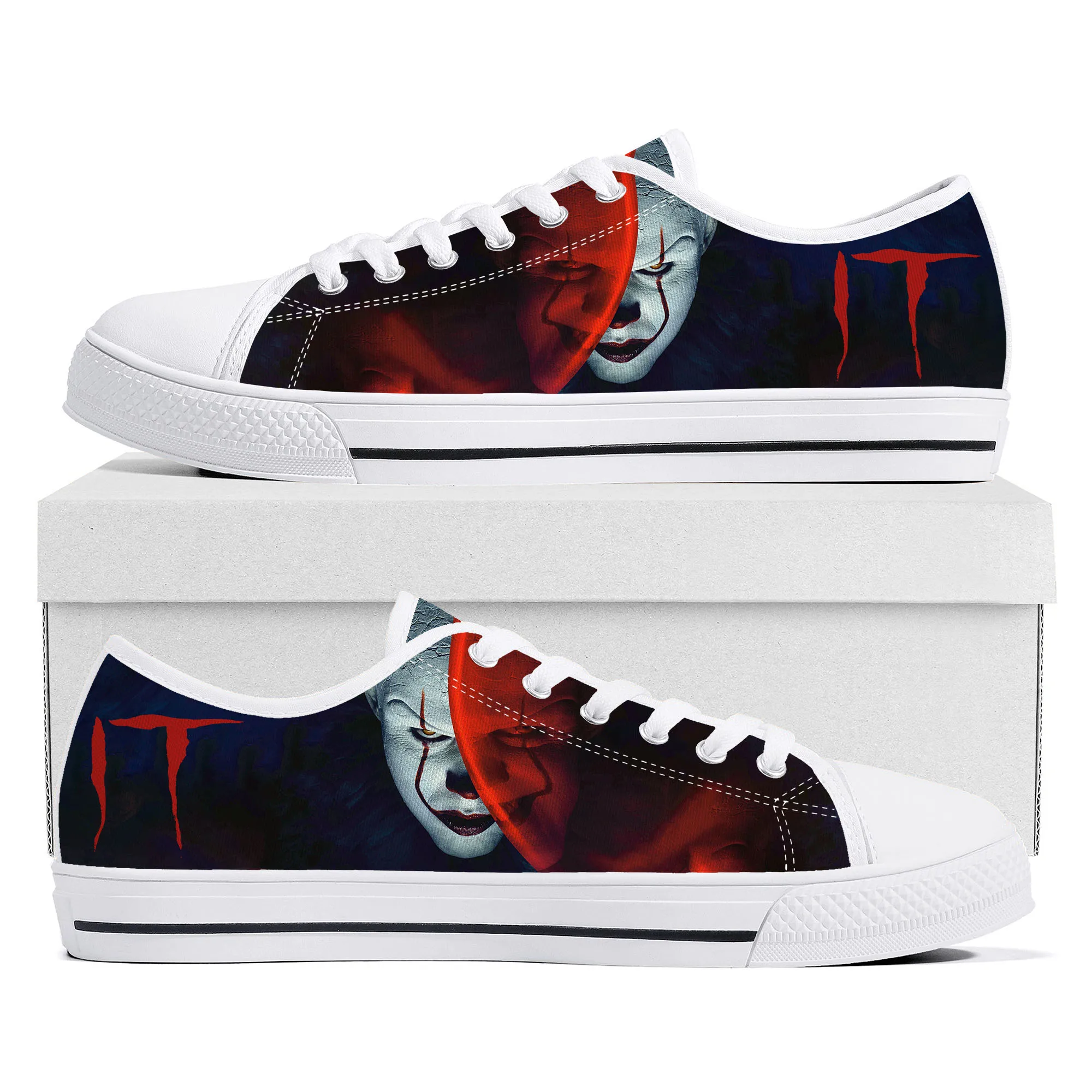 It Movie Pennywise the dancing clown Low Top Sneakers Mens Womens Teenager Canvas Sneaker Casual Custom Made Shoes