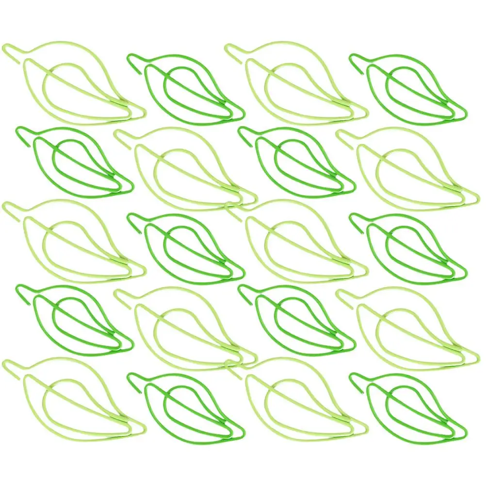 30 Pcs Shaped Paper Creative Small Metal Creative Paper Clips Document Clips Green Color Office Stationery Supplies