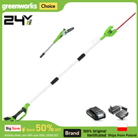 Greenworks 24V 2-in-1 Polesaw and Hedge Trimmer with Shoulder Strap 8inch Polesaw and 51cm Trimmer with 2Ah Battery and Charger