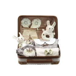 Brown Rabbit Little Girls Boys Cotton Baby Clothes Set Spring Baby Rompers Baby Gift Set Box For Newborn